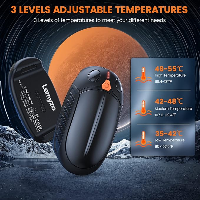 Hand Warmers Rechargeable 2 Pack, Portable Electric Handwarmers, 12Hrs Long Lasting Warm, Reusable Pocket Warmers for Outdoor, Golf, Hunting, Skiing, Camping, Great Gifts for Women Men Kids