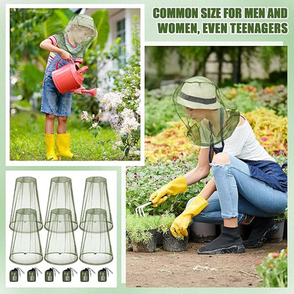 6 Pack Mosquito Head Net Bug Head Net Insects Mesh Head Net for Outdoor Face Neck Head Protecting