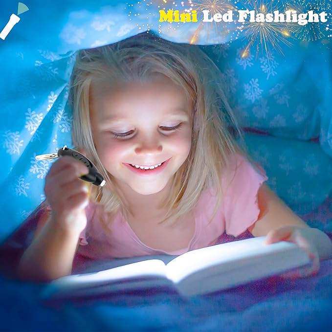 24 Pack Mini Led Flashlight Keychain Portable Ultra Bright Small Flashlight Key Ring for Outdoor Night Activities and Emergency Lighting (Color Set 2)