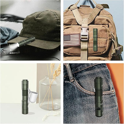 S21 AA Rechargeable Mini Flashlight, 880 High Lumen LED Flashlight, Magnetic Tail Switch EDC Pocket Flashlight, Suitable for Hiking, Camping, Outdoor and Emergency Situations（Green）