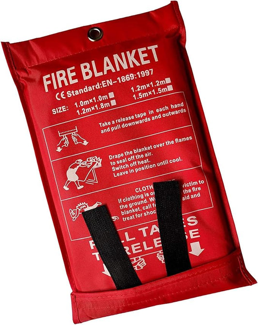 Emergency Survival Fiberglass Fire Blanket Shelter Safety Cover Ideal for The Kitchen, Fireplace, Grill, car, Camping (59x59 in)