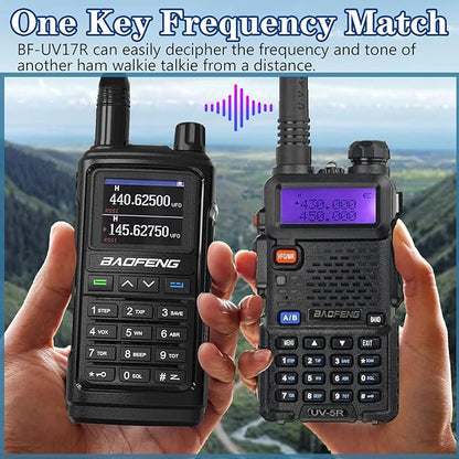 Baofeng Radio UV-17R Ham Radio Handheld (Upgraded of UV-5R) Tri Band Long Range Walkie Talkies for Adults Rechargeable NOAA Weather Receiver, 999CH, Copy Frequency, USB C Charger