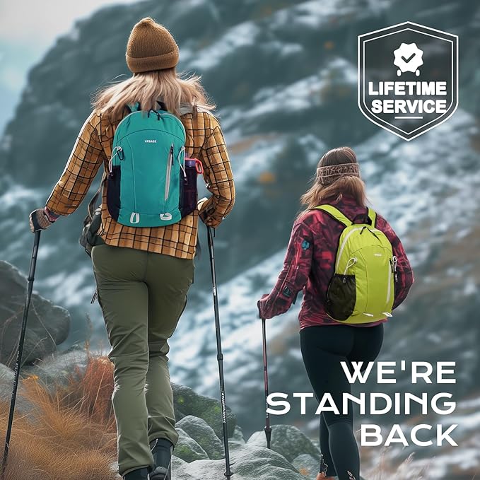 15L Highly Water-resistant Hiking Daypack, Small Backpack Travel Outdoor, Lightweight Day Pack with Tool Loops(Light Green)