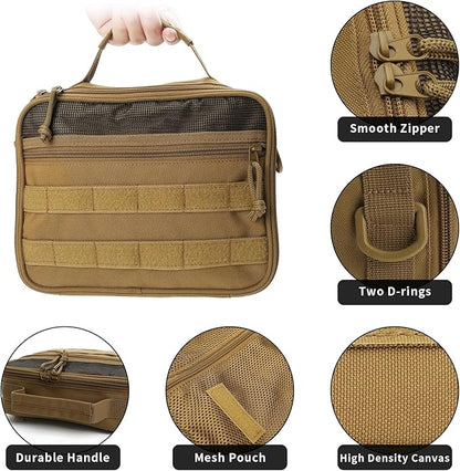 SMONT Toiletry Bag for Men Travel Toiletry Organizer Dopp Kit Travel Organizer Toiletries Travel Bag Shaving Hygiene Bag Bathroom Hanging Men's Toiletry Bag for Short Trips Brown