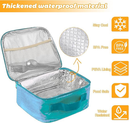 Lunch Box for Men - Reusable Lunch Bag Men Adult Women- Insulated LunchBox for Office Hiking Camping (Azure)