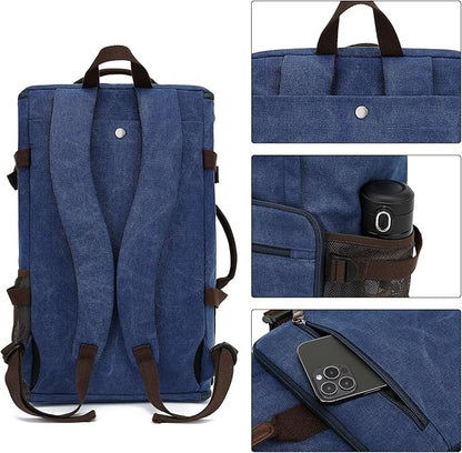 Gym Duffle Bag Backpack 4-Way Vintage canvas with Shoes Compartment for travel Sport Hiking laptop (Vintage blue) X-Large