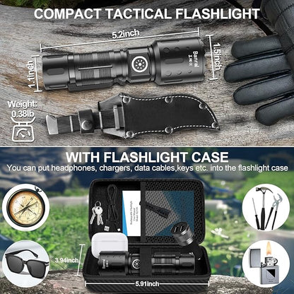 Flashlights 20,000 High Lumens Rechargeable, 1500M Long Throw Super Bright LED Small Powerful Flashlight with Memory Function, 6Modes Pocket Waterproof Flash Light for Camping,Hiking,Emergency