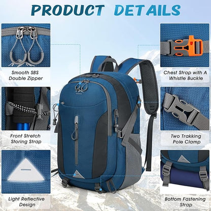 RAINSMORE Hiking Backpack 40L Lightweight Packable Camping Backpack Waterproof Travel Daypack Men Women Hiking Daypack