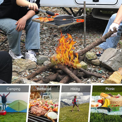 REDCAMP Folding Swivel Campfire Grill, Portable Stainless Steel Cooking Grate over Fire Pit, Lightweight Grate & Camp Fire Rack with Carrying Bag for Outdoor Camping BBQ