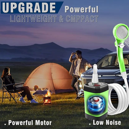 Portable Camping Shower Pump: 6000mA Rechargeable Battery Water Pump for Traveling Hiking - Camp Bucket Shower Head for Outdoor