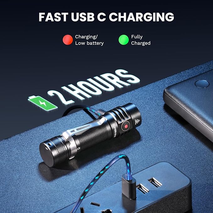 77outdoor EDC Small Rechargeable Flashlight, Sofirn SC18 1800 High Lumen Flashlight, Super Bright Pocket Light with Powerful SST-40 LED, Type C Charging Port for Camping, Emergency, Dog Walking