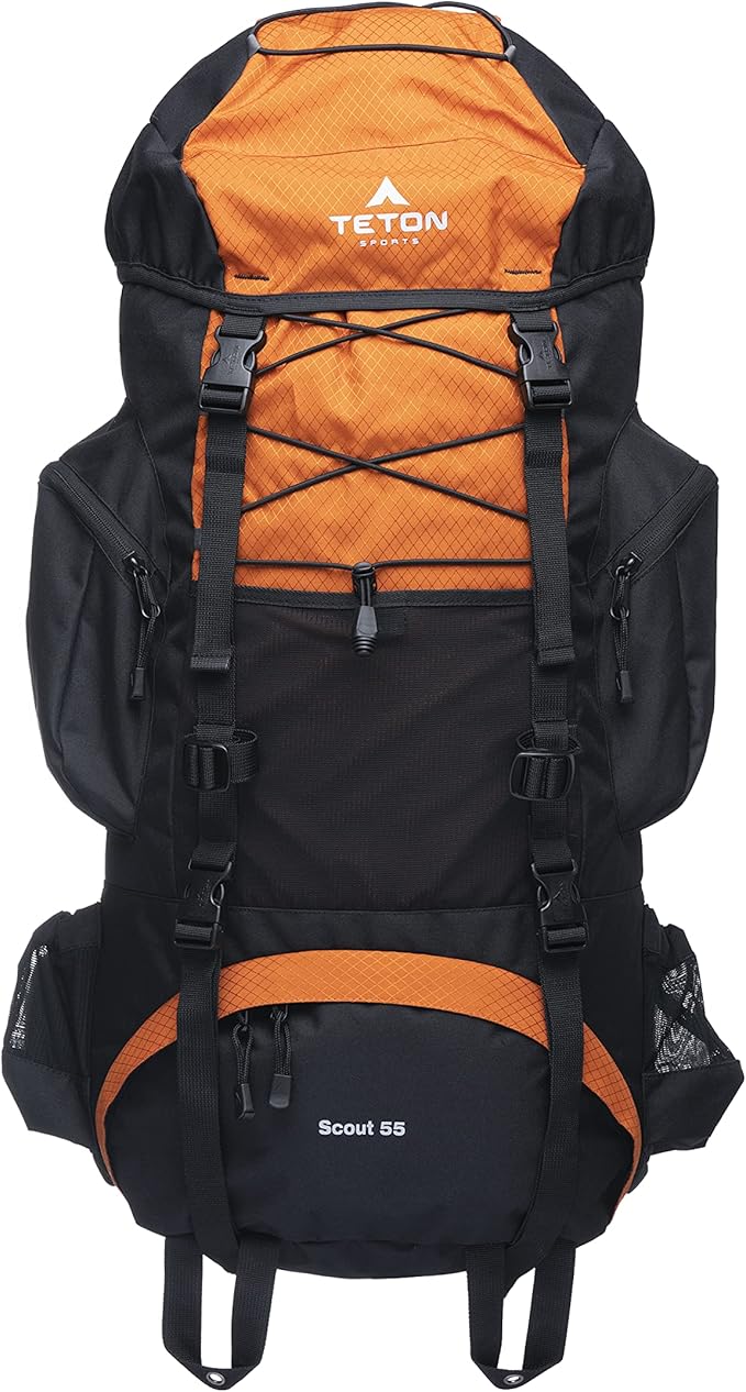 TETON 55L Scout Internal Frame Backpack for Hiking, Camping, Backpacking, Rain Cover Included