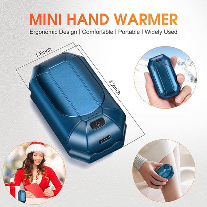 2 Pcs Mini Hand Warmer Rechargeable, 2000mAh*2 Portable Hand Warmer Reusable, 3 Levels Temperature Adjustable 2 in 1 Hand Warmer, Outdoor Indoor Warm Gift for Men Women Children
