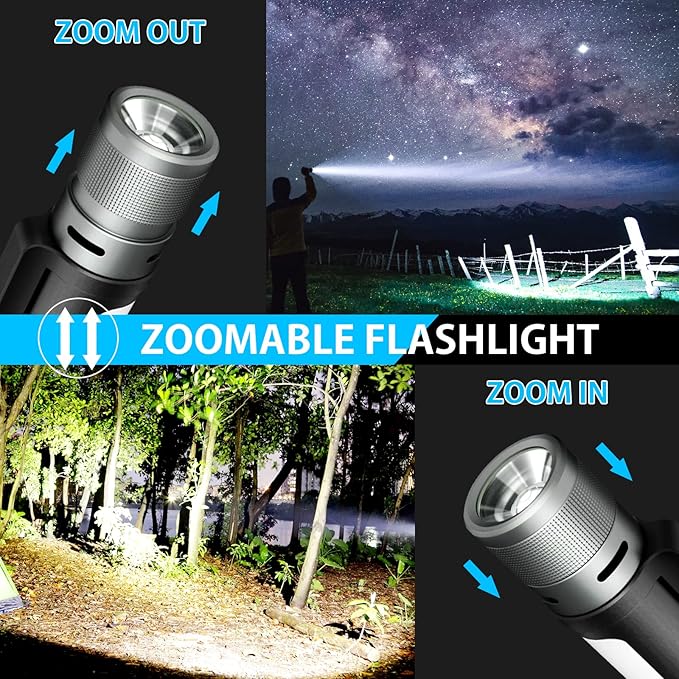 NexTool Rechargeable LED Flashlight, Waterproof, Zoomable, Magnetic, USB Charging, 1000 Lumens, 360 Rotation, 240m Irradiation Distance