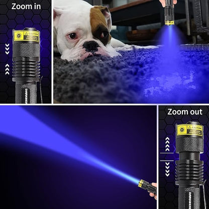 DARKBEAM UV 365nm Light Flashlight 2 Packs Wood's lamp Blacklight LED Portable Mini Handheld Torch Detector for Dog Urine Pet 370nm Anti-counterfeiting Identification, Resin Curing