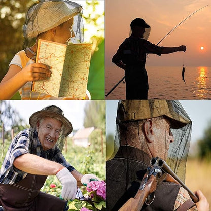 Gray Mosquito Net Mesh Face Neck Fly Netting Hood from Bugs Gnats No See Net for Outdoor Hiking Camping Climbing with Carry Bags Fits Most Sizes of Hats Caps Camping and Hiking Equipment
