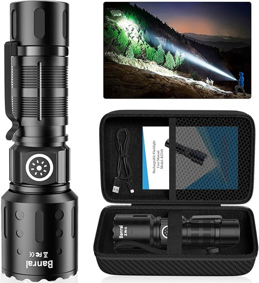 Flashlights 20,000 High Lumens Rechargeable, 1500M Long Throw Super Bright LED Small Powerful Flashlight with Memory Function, 6Modes Pocket Waterproof Flash Light for Camping,Hiking,Emergency