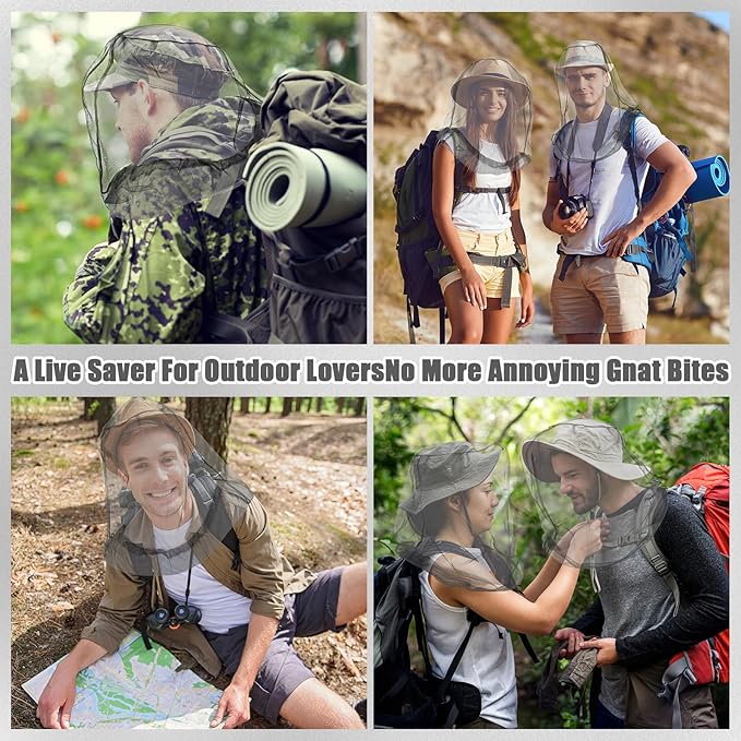 6 Pack Mosquito Head Net Bug Head Net Insects Mesh Head Net for Outdoor Face Neck Head Protecting