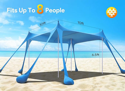 Osoeri Beach Tent, Camping Sun Shelter UPF50+ with 8 Sandbags, Sand Shovels, Ground Pegs & Stability Poles, Outdoor Shade Beach Canopy for Camping Trips, Fishing, Backyard Fun or Picnics
