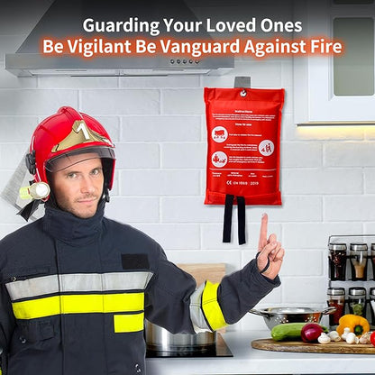 Emergency Fire Blanket for Home and Kitchen (40"x40") - Reusable Fire Blankets Emergency for Home, Office, Car, Camping, Grill, Fireplace, Picnic, School and Warehouse