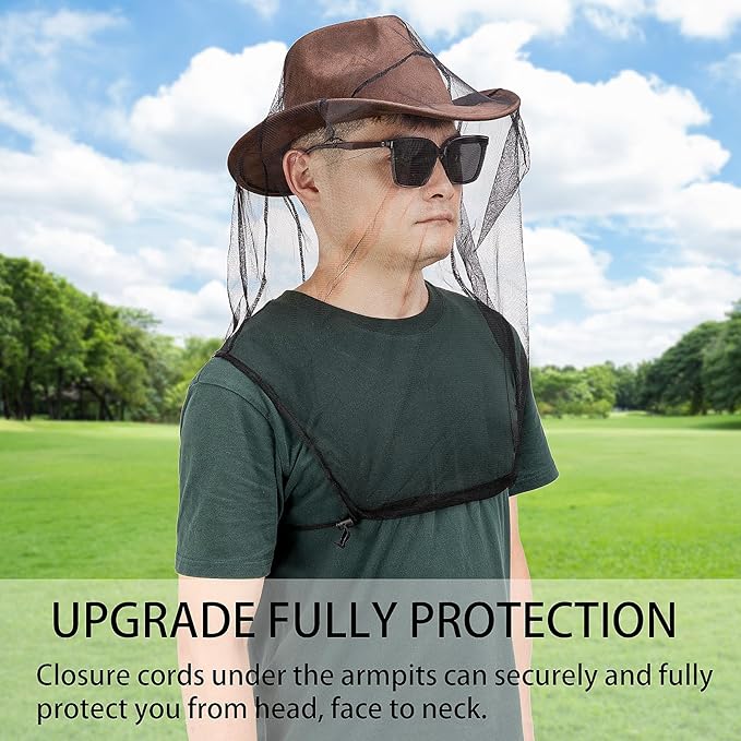 Extra Large Mosquito Head Net, Ultra Mesh Bug Face Netting for Hats, Face Neck Netting Mask Screen Cover, Outdoor Protection