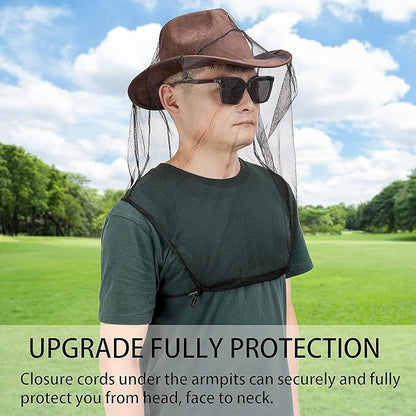 Extra Large Mosquito Head Net, Ultra Mesh Bug Face Netting for Hats, Face Neck Netting Mask Screen Cover, Outdoor Protection