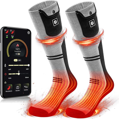 Heated Socks for Men Women Rechargeable Washable APP Remote Control 7.4V Battery Electric Heating Socks for Hunting Ice Fishing Camping Hiking Skiing Outdoor Work