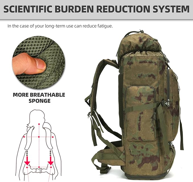 100L Hiking Camping Backpack Tactical Backpack for Men Large Survival Hunting Waterproof Backpack Molle Rucksack Military Camping Backpacking Daypack
