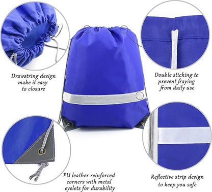 BeeGreen Drawstring Backpack Bags 20,30,50 Packs Reflective String Bags for Gym Sport Trip Cinch Sack DIY for Women Men