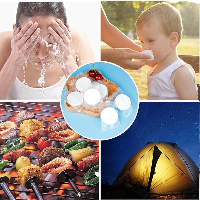 200Pcs Compressed Washcloth Towels, Disposable Towel Coin Tissues Camping Wipes Toilet Paper Tablets Portable Towels for for Travel, Camping, Hiking, Sport, Toilet, Hand Wipes