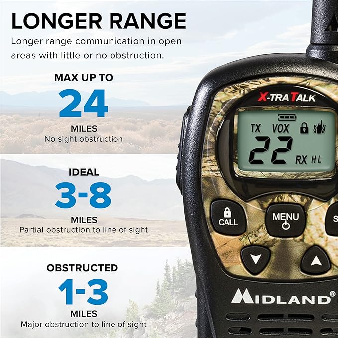 Midland LXT535VP3 FRS Walkie Talkie - Long Range Two-Way Radio Channel Scan, Silent Operation (Mossy Oak Camo, 2 Radios)