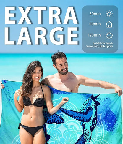 Microfiber Beach Towel – Quick Dry Lightweight Sand Free Oversized Large Towel Accessories Travel Must Have Swim Pool Yoga Camping Gear Summer Cruise Ship Essentials Cloud Compact Sandproof Item Gift