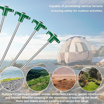 10PCS Tent Stakes Heavy Duty Camping Tent Stakes 7Inch Non-Rust Metal Tent Pegs with 10pcs Rubber Protective Sleeve (Green)