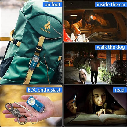 WUBEN G2 Mini Flashlight Keychain, 500 Lumens Rechargeable Pocket Flashlight, 5 Modes Small Led Flashlight, EDC Keychain Brightest Flashlight Magnetic Hat Clip for Travel,Walking,Hiking(GREEN)
