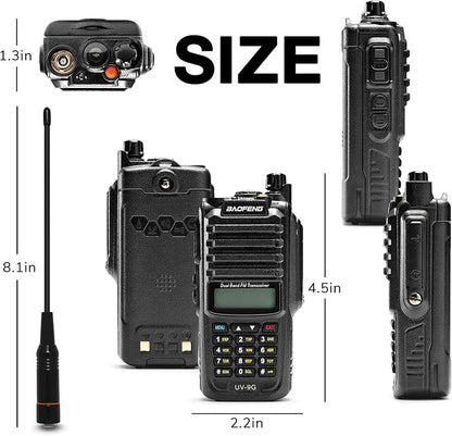BAOFENG UV-9G GMRS Radio, IP67 Waterproof Two Way Radio for Adults, NOAA Scanner & Receiver Long Range Rechargeable Handheld Radio, Repeater Compatible, with Programming Cable