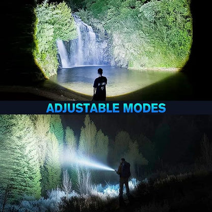 Led Flashlight, Recharge Tactical Flashlights High Lumens 10000, Zoomable Waterproof Flash Lights for Emergency, Outdoor, Home, Camping, Hiking
