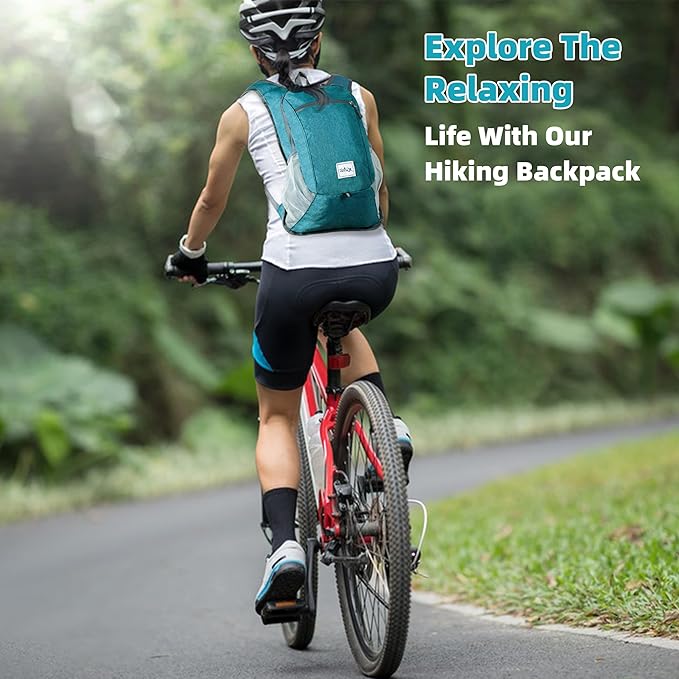 Hiking Backpack 15L Small Travel Backpack Lightweight Daypack Foldable Hiking Backpack Packable Camping Hiking Backpack for Women Men (Teal Blue)