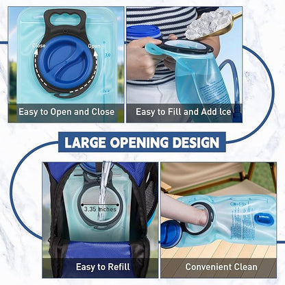 2L Hydration Bladder, Water Bladder for Hiking Backpack, Leak Proof Water Reservoir Storage Bag, BPA-Free Hydration Pack Replacement for Cycling, Hiking, Camping, Hunting, Running, Blue
