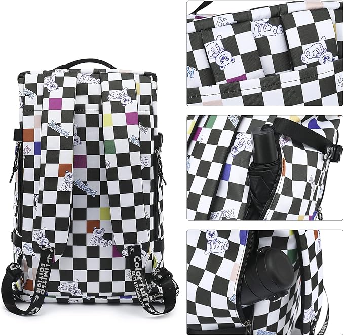 Gym Duffle Bag Backpack 4-Way Waterproof with Shoes Compartment for travel Sport Hiking laptop (Checkerboard) XL