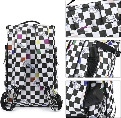 Gym Duffle Bag Backpack 4-Way Waterproof with Shoes Compartment for travel Sport Hiking laptop (Checkerboard) XL