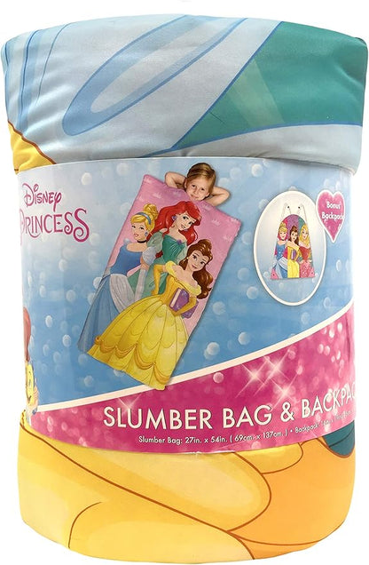 Jay Franco Disney Princess Trip Slumber Sack - Cozy & Warm Kids Lightweight Slumber Bag/Sleeping Bag - Featuring Ariel, Belle, and Cinderella