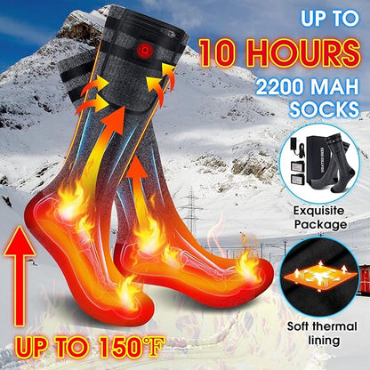 7.4V Heated Socks,Rechargeable Electric Heated Socks Camping Foot Warmer Winter Warm Socks for Men Women-Battery Heat Thick Cotton Thermal Hot Heat Sock for Outdoor Cycling Skiing Hiking,3Heat