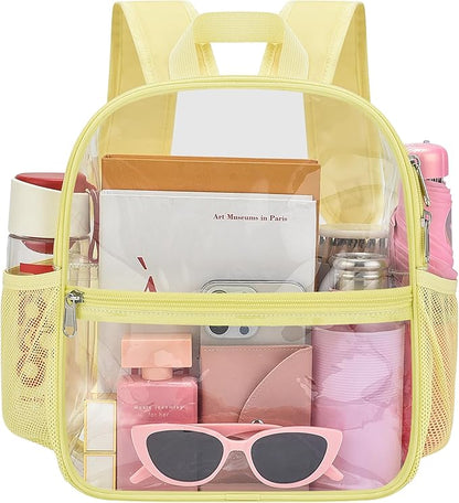 Oraben Clear Backpack for Stadium Events Clear Stadium Backpack 12x6x12 Bag (Enhanced Strap, Yolk Yellow)