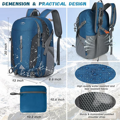 RAINSMORE Hiking Backpack 40L Lightweight Packable Camping Backpack Waterproof Travel Daypack Men Women Hiking Daypack