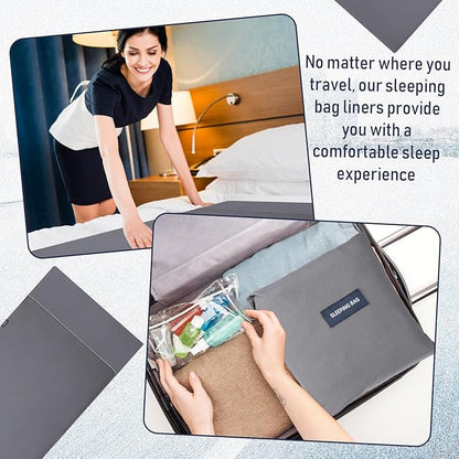 Preboun 4 Pcs Sleeping Bag Liner Ultralight Adult Sleep Sack Travel Camping Sheets Self Tan Sleep Sack Lightweight Sleeping Bags for Adults and Kids Hotels Camping Hiking Backpacking Bed