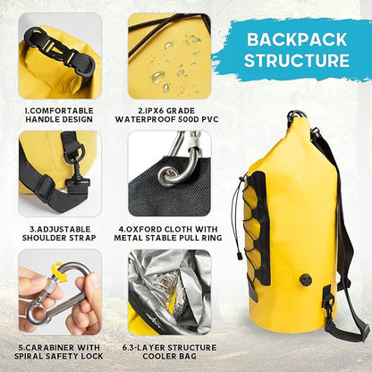 20L Bear Food Bag Hanging System, IPX 6 Grade Waterproof Leakproof Bear Bag Kit for Camping Hiking, Pulley System with Survival Ropes, Clips, Rock Pouch