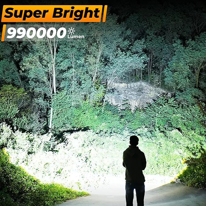 Flashlights High Lumens - 990000 LM, 12 Hour Rechargeable Super Bright Flash Light with 5 Light Modes, IPX6 Waterproof LED Powerful Flashlight for Home Outdoor Camping