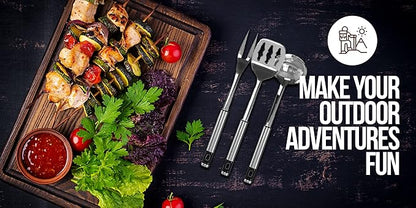 Camp Cooking Utensils | 11 Piece Camping Kitchen | RV Cookware Kit | Travel Grill Set | BBQ Accessories & Essentials for Camper