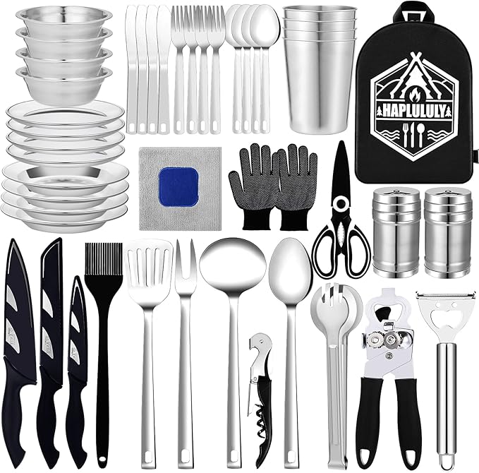 Camping Essentials Camping Accessories Gear Must Haves Camper Tent Camping Kitchen Rv Cooking Set Camping Cooking Utensils Set Supplies Gadgets Outdoor Stove Portable Picnic Gifts BBQ Stuff