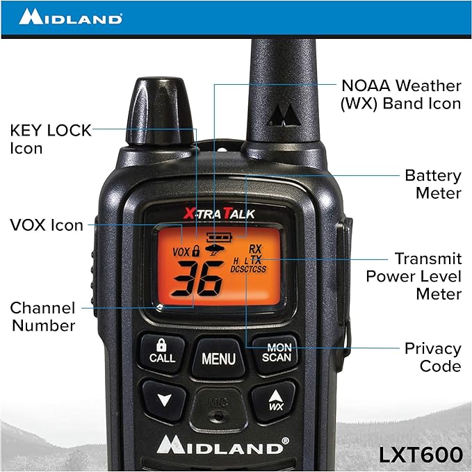 Midland LXT600VP3 FRS Two Way Radios - 8 Pack Bundle w/Chargers